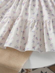 Baby Girl Spring/Summer Fresh And Cute Printed Dress - Apricot - View 7