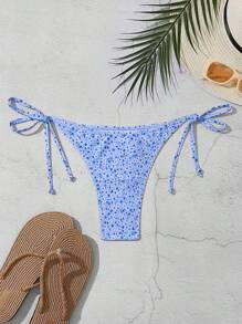 SHEIN Swim Women Floral Print Bikini Bottom For Beach Vacation,Summer Beach