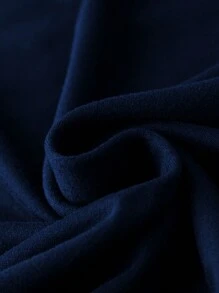 SHEIN LUNE 大碼女性簡單印花圓領短袖連衣裙 - 藏蓝色 - 查看 5