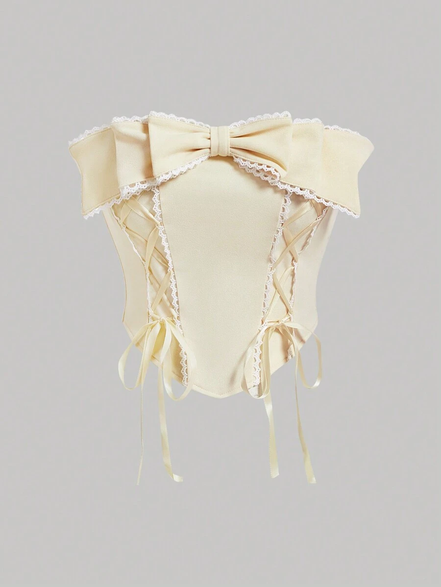 SHEIN MOD Top de mujer sin tirantes estilo romántico de princesa para el verano - Beis - Ver 1
