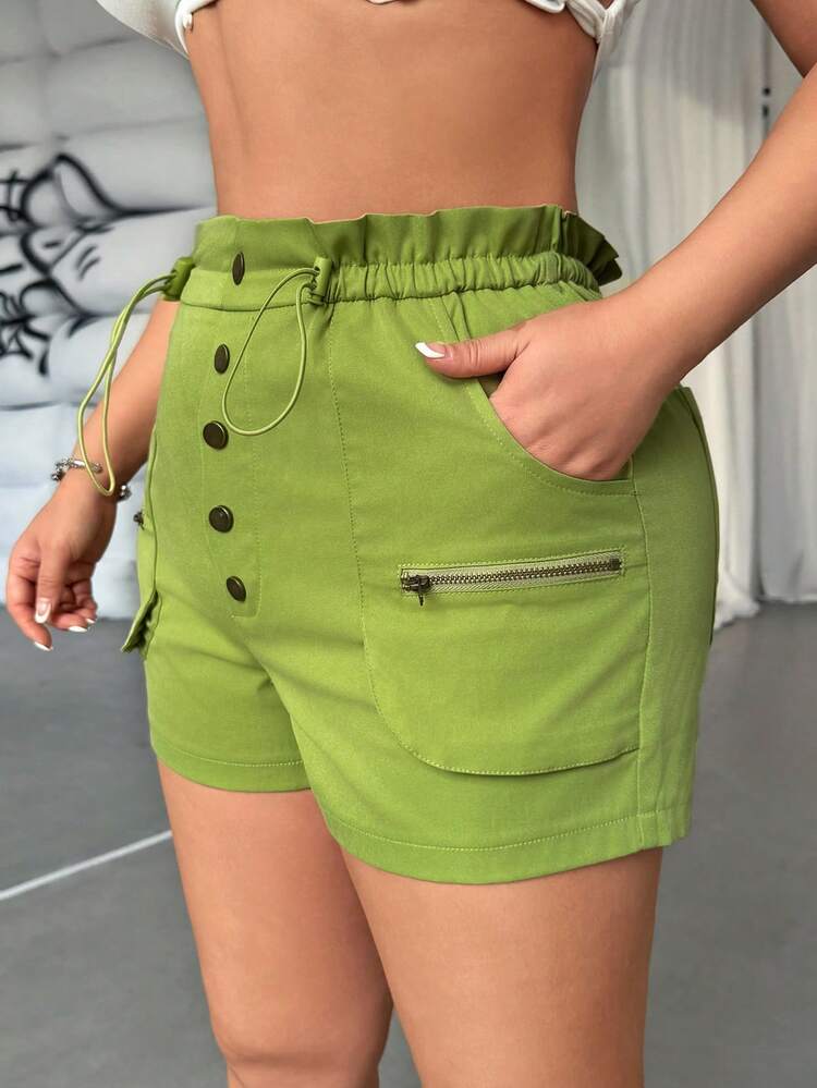 Summer Shorts Women Drawstring Waist Pocket Design Cycling Shorts For Spring And Summer