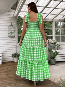 Flirla Váy có dây đeo cỡ lớn kẻ sọc cỡ lớn - màu xanh lá - Xem 3