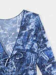 SHEIN Swim Women Bikini Set Random Printed 3-Piece Set With Underwire Summer Beach - Blue - View 5