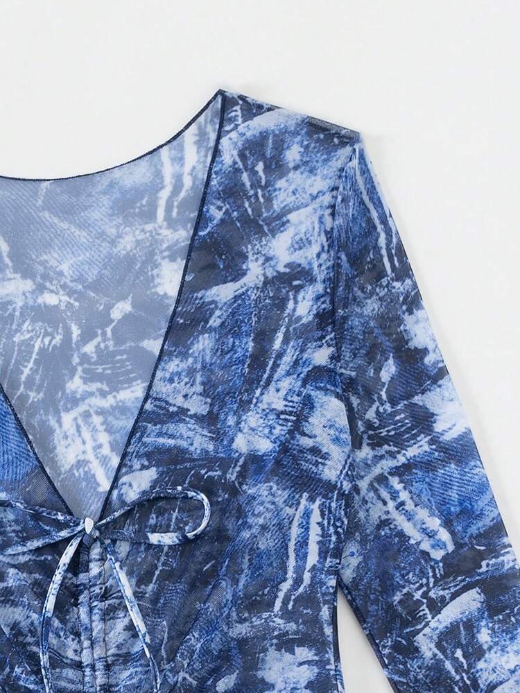 Women Bikini Set Random Printed 3-Piece Set With Underwire Summer Beach