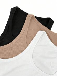 SHEIN ChicEase Veelkleurige set vesten met plooien en puntige zoom, gemaakt van structuurstof - Veel kleurig - Bekijken 4