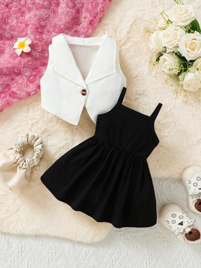 SHEIN مجموعة من قطعتين عارضتين للأطفال الرضع البنات للإجازات والسفر