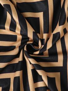 SHEIN Baby Mädchen Sommer Lässig Strick Kleid mit geometrischem Muster, Off-Shoulder Kurzarm-Design und Elastizität