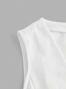 SHEIN EZwear 秋冬大码女装时尚白色西装背心 - 白色 - 查看 4