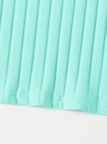 SHEIN Essnce Vestido sin mangas de punto acanalado unicolor para verano - Azul menta - Ver 5