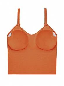 Women's Seamless Tank Top With Removable Pads, For All Seasons - Orange - View 6