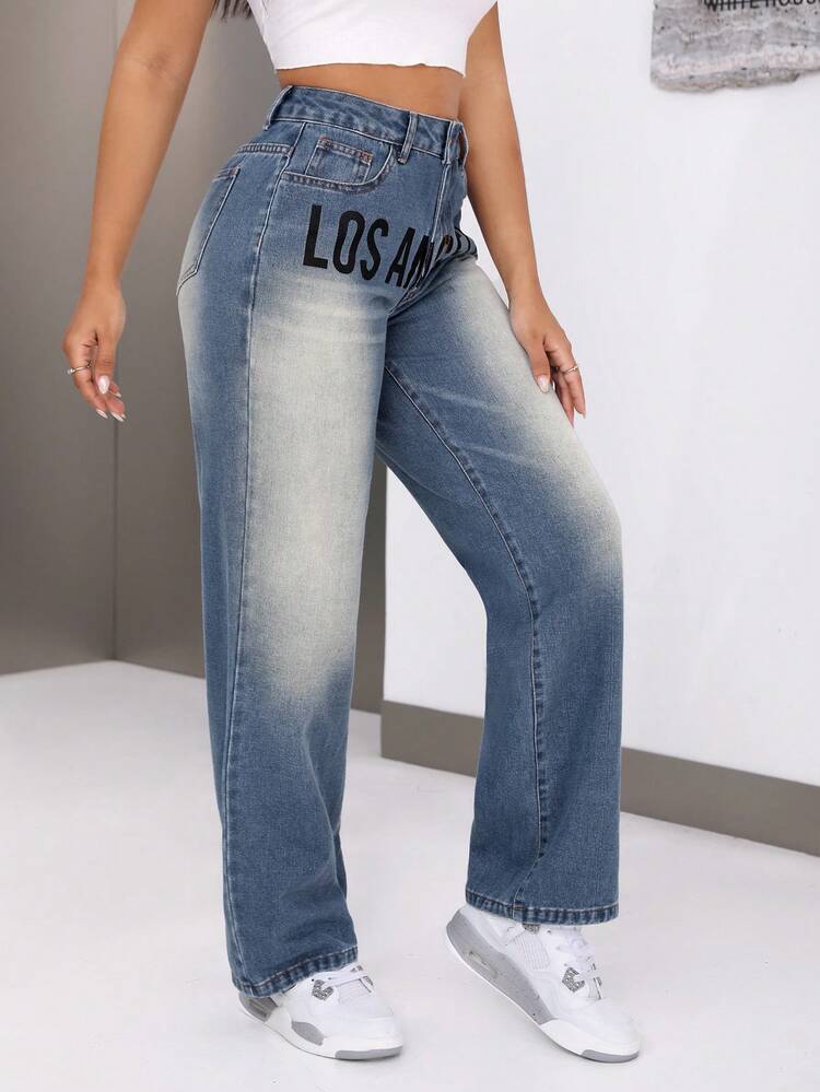 Women Fashionable Loose Fit Casual Jeans