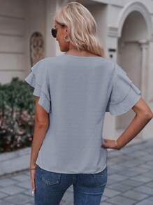 SHEIN LUNE 圓點蝴蝶袖襯衫 - 淺灰色 - 查看 2