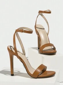 Gold Snake Skin Minimalist New Design Ultra High 4.3 Inch Stiletto Ankle Strap Sandals For Women,Spring Summer Outfits - Brown - View 3