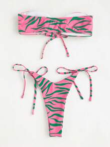 Swim Mod Summer Women Strapless Printed Bikini Set (Prints Randomly Selected) - Multicolor - View 2