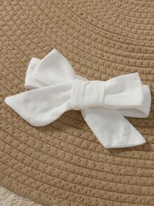 Baby Girl Simple Long Sleeve Jumpsuit With Pacifier Bib, Shawl And Headband Set Home Clothes - White - View 3