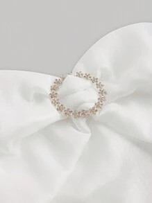 SHEIN MOD Women Summer White Shirt With Bowtie Detail,
Elegant,Square Neck,White Top