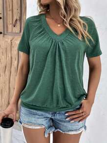 EMERY ROSE Plus Size Nữ Áo thun dáng rộng đơn giản thời trang mùa hè - màu xanh lá - Xem 4