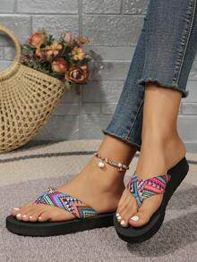 Sandalias de dedo para mujeres, ligeras y de tiras para playa - Multicolor - Ver 4