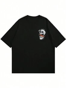 Kaos Pria Huruf Slogan Casual Jalan - Hitam - View 7