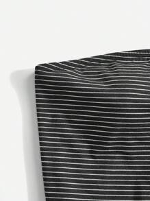 SHEIN BASICS Women's Plus Size High Elastic Striped Knitted Strapless Top With Chest Pads