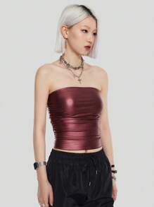 Coolane Women's Solid Color Minimalist Fitted Camisole Tank Top, Casual For Daily Wear - Red - View 4