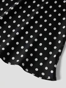 Firerie Elegant Polka Dot Satin Skirt - Black - View 5