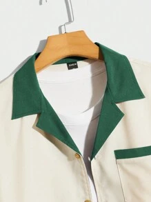 SWAVVY Men Contrast Collar Shirt Without Tee For Summer - Green - View 4