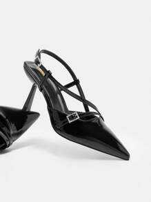 CUCCOO BIZCHIC Women's Pointed Toe High Heels Stiletto Pumps, Hollow Out Design Elegant Basics Business Casual Business Chic Halloween - Black - View 6