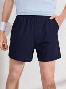 Teen Boy Summer Letter Print Pocketed Casual Sports Shorts - Black - View 3