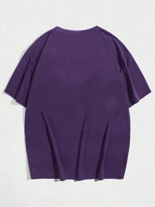 ROMWE MEN Grunge Punk Herren locker sitzendes T-Shirt mit gotischem dunklem Totenkopf- und Kreuz-Aufdruck für Halloween, Stil der 2000er Jahre