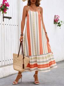 Breezaya 女士細肩帶條紋色塊長夏裙 - 彩色 - 查看 6