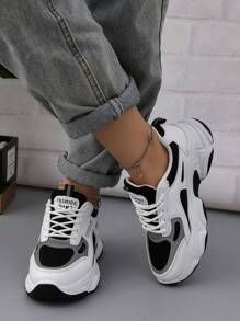 Giày Thể Thao Thông Thường Cho Nữ, Xuân Thu 2024 Hàng Mới Về Giày Chunky Lưới Thoáng Khí, Giày Tennis Chạy Bộ Đa Năng Cho Học Sinh - màu đen - Xem 5