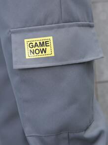 Teen Boy Fashionable Casual Jogger Pants With Large Pockets And Drawstring Closure - Dark Grey - View 4