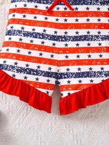 SHEIN 少女夏季假日时尚吊带裙 - 紅色 - 查看 4