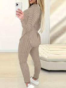 INAWLY Ladies" Spring/Summer Long Sleeve Hooded Kangaroo Pocket Top And Slim-Fit Pants With Pockets Casual Suit