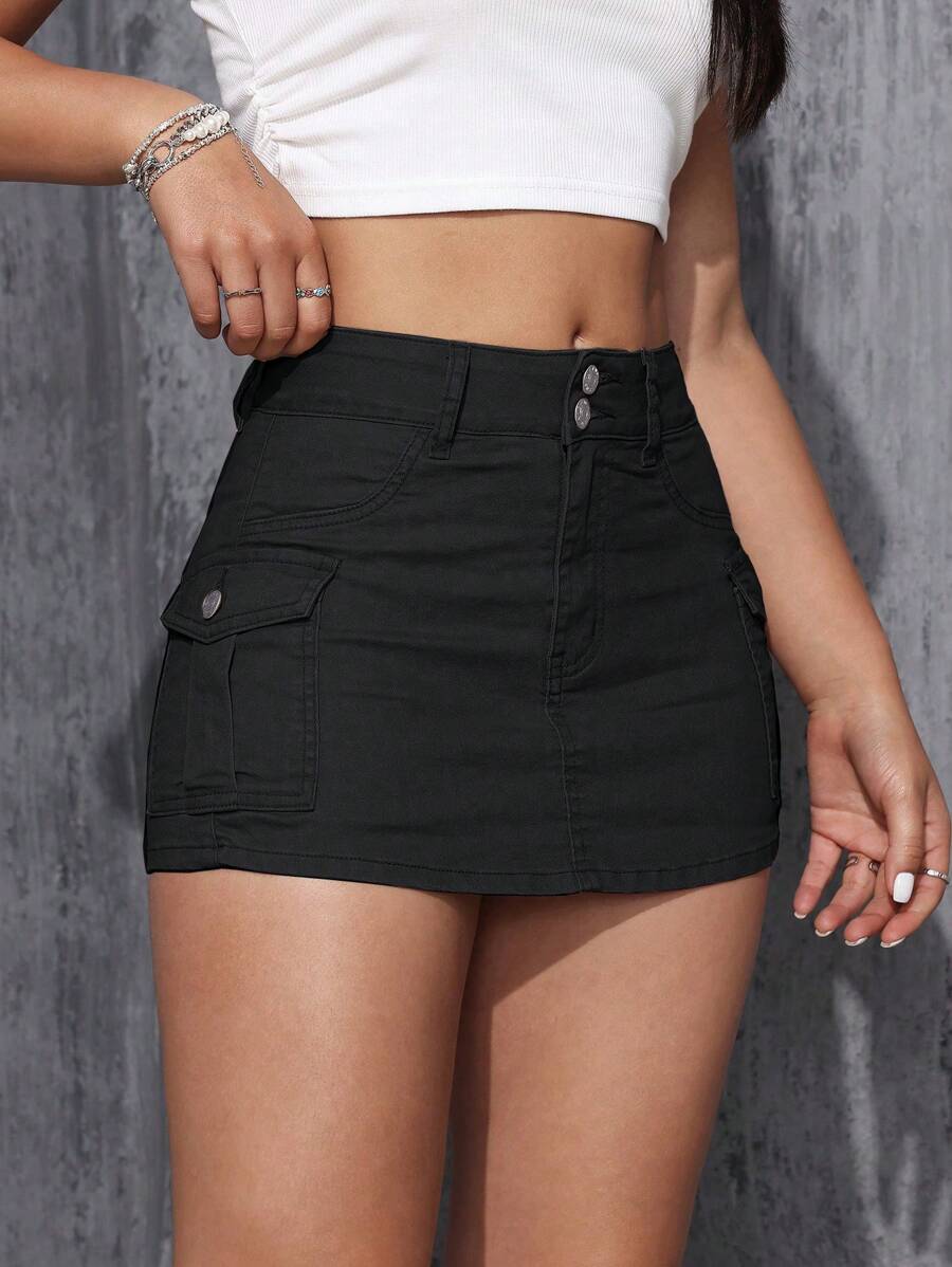 Flexra Women Plain And Simple Denim Shorts For Daily Wear - Black - View 1