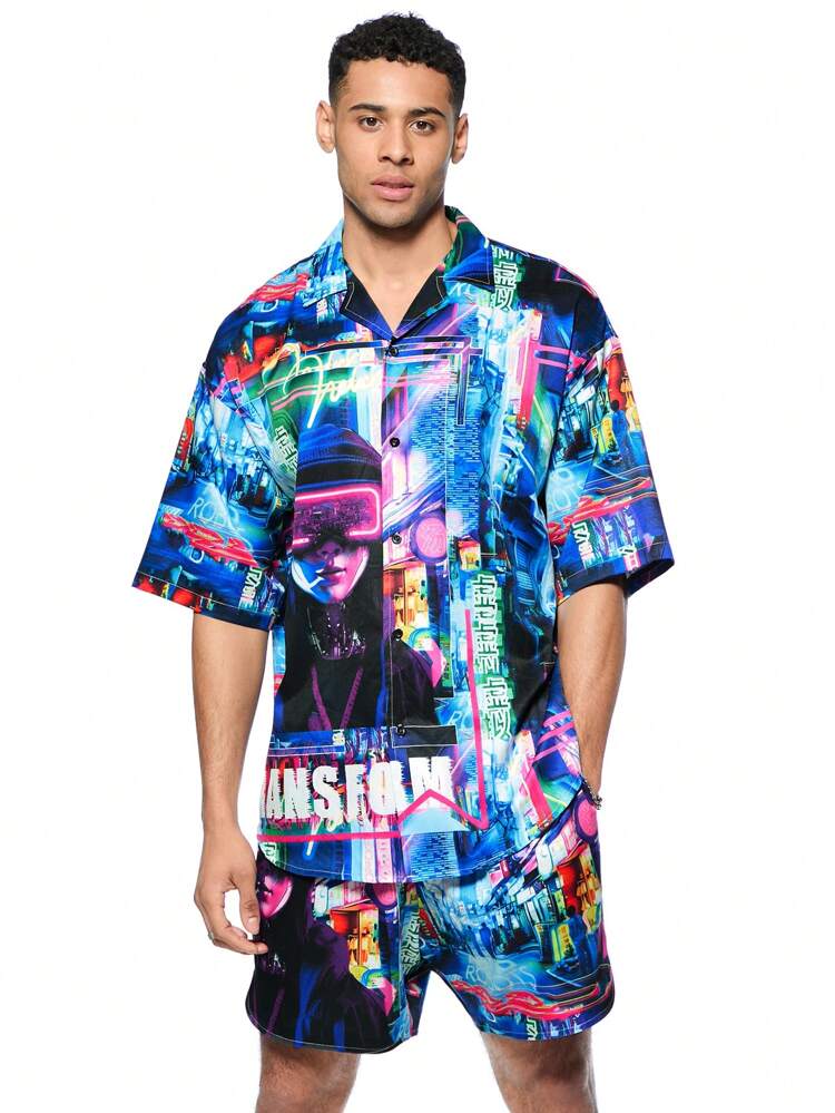 Men's Shirt And Shorts 2 Set With  Printed