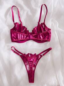 女性時尚花卉印花性感內衣套裝