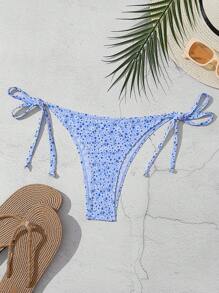 SHEIN Swim Women Floral Print Bikini Bottom For Beach Vacation,Summer Beach