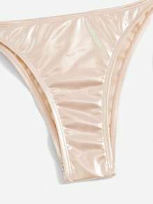 Swim Mod Women Summer Beach Metallic Halter Neck Halter Neck Bikini Set