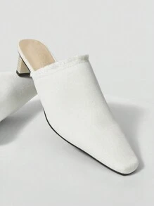 MOTF PREMIUM MINIMALIST SQUARE TOE PUMPS VACATION SHOES SUMMER - White - View 7