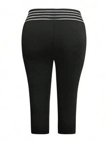 Plus Size Elastic Slim Fit Mid-Rise Underpants - Black - View 2
