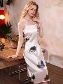 Aveloria Vintage Elegant Slim-Fit Fashion Pattern Printed Waist-Cinched Women Dress
