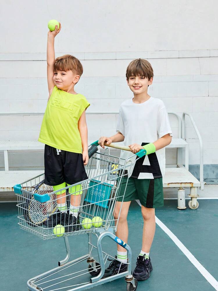 Tween Boy Loose Casual Round Neck Pattern Short Sleeve T-Shirt And Shorts Set