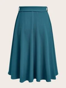 SHEIN Clasi Váy dài vừa phải có họa tiết màu trơn cho nữ - Màu xanh ngọc - Xem 2