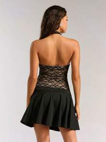 Forever 21 Sexy Hollow Out Lace Halter Backless Bodycon Dress