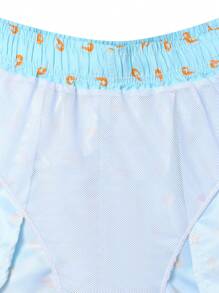 Surfspeed Bermudas de playa para hombres con cintura ajustable y estampado - Azul menta - Ver 7