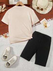 GraphicGems Roupa de Menina Pré-adolescente Camiseta Casual Fashion com Shorts Apertados