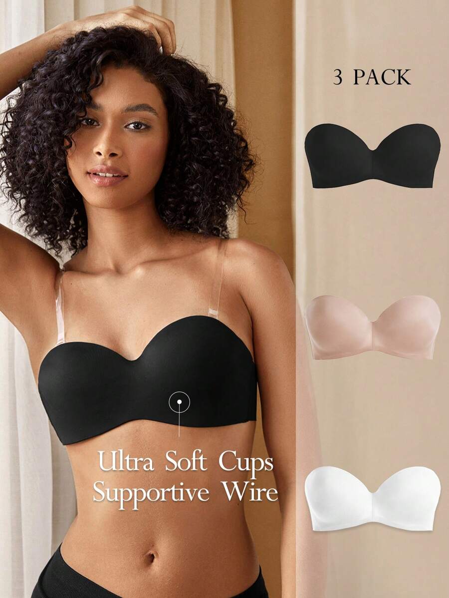 Ocili Leisure 3pack Solid Bandeau Bra - Multicolor - View 1