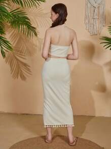 SHEIN Teenage Girls' Solid Color Open Shoulder Top And Skirt Set - Multicolor - View 2